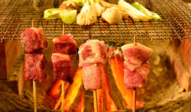 【炉端プラン】《田中屋名物》和牛・三元豚をはじめ、選び抜かれた地元栃木の新鮮食材を野趣溢れる炭火で。